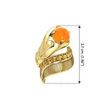 Graceful and free Dali-inspired Solid Yellow Gold Ring gemstones GRI580